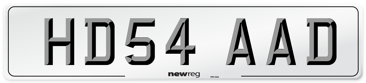 HD54 AAD Number Plate from New Reg